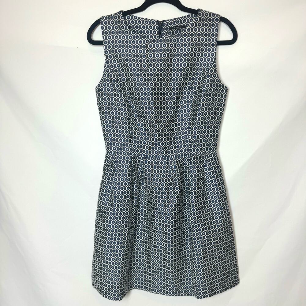FRNCH Womens Navy Sleeveless Print Midi Dress Size Medium